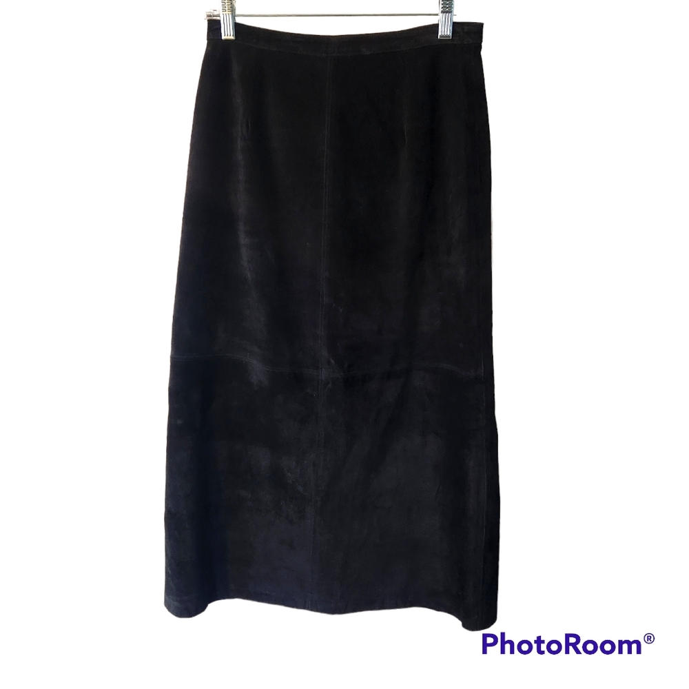 LAURA LEIGH LTD COLLECTIONS BLACK LEATHER LINED SKIRT SIZE 10 EUC